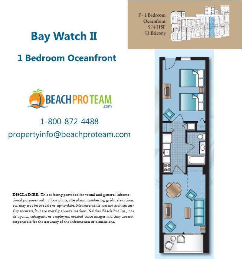 Bay Watch Resort II Floor Plan F - 1 Bedroom Oceanfront